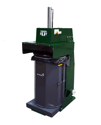 PEL180 Bag Compactor – hydraulic compactor reducing up to three bins into one and compressing up to 10 plastic bags into a single bag.