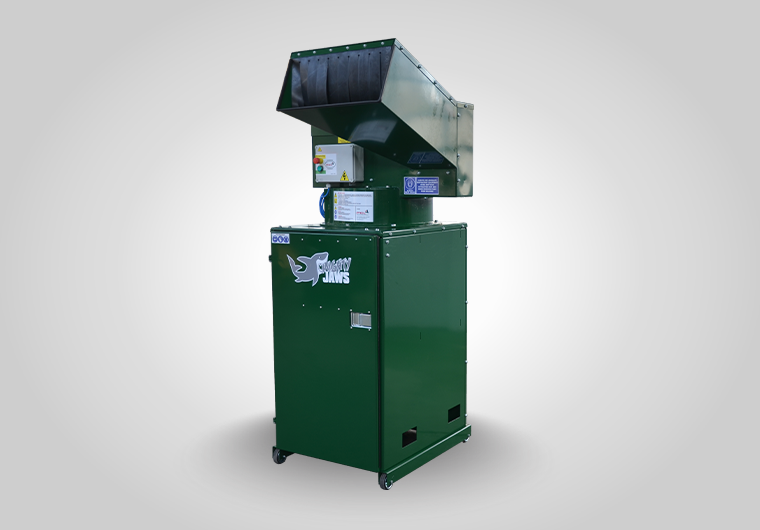 BB04 ‘Mega Jaws’ glass bottle crusher – safe, single-operator system for efficient, sustainable glass recycling.