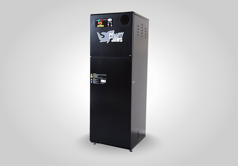 BB09 Mighty Jaws glass crusher with 120-litre bin capacity, holding up to 600 crushed bottles.