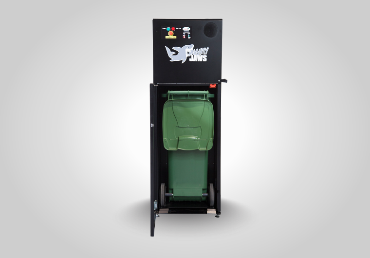 BB09 Mighty Jaws glass crusher producing 100% recyclable glass cullet while reducing disposal costs and emissions.