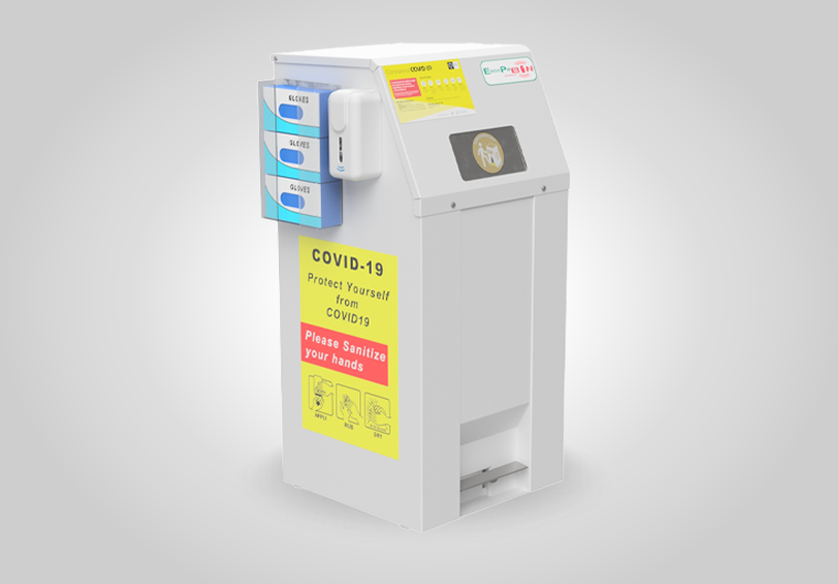 Modern BriteBin™ Electropak compacting litter bin providing sustainable indoor waste management.