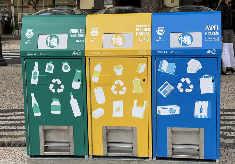 BriteBin™ solar-powered smart litter bins installed on a city street to improve waste collection efficiency.