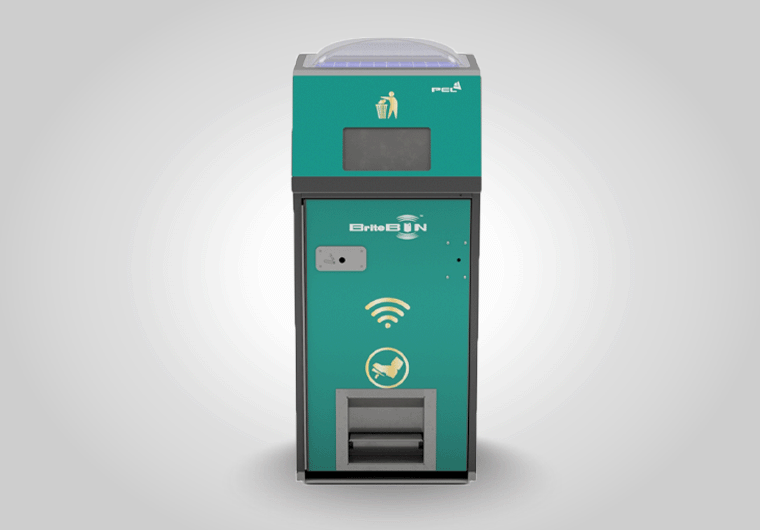 Solar-powered BriteBin™ compacting bin for smart city and council waste management