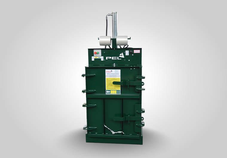 PEL 200A automatic baler producing neat, manual-handling bales for efficient recyclable waste management.