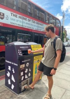 solar powered britebin compacting bin trash can litter